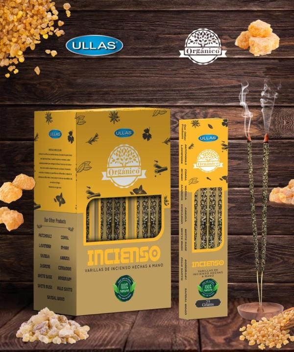 A3-Caja varas Frankincienso orgánico 100% natural ULLAS 300gr