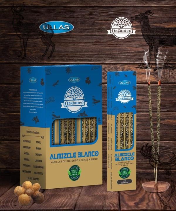 A2-Caja varas Almizcle Blanco orgánico 100% natural ULLAS 300gr