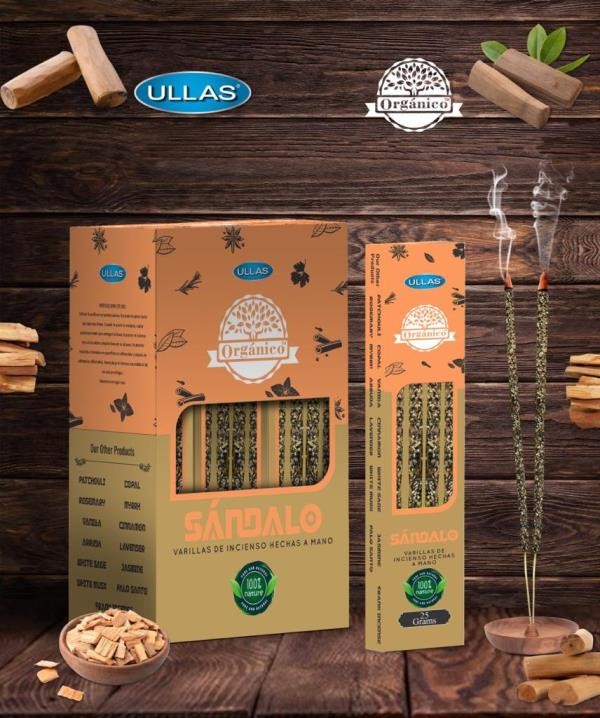 A3-Caja varas Sándalo orgánico 100% natural ULLAS 300gr