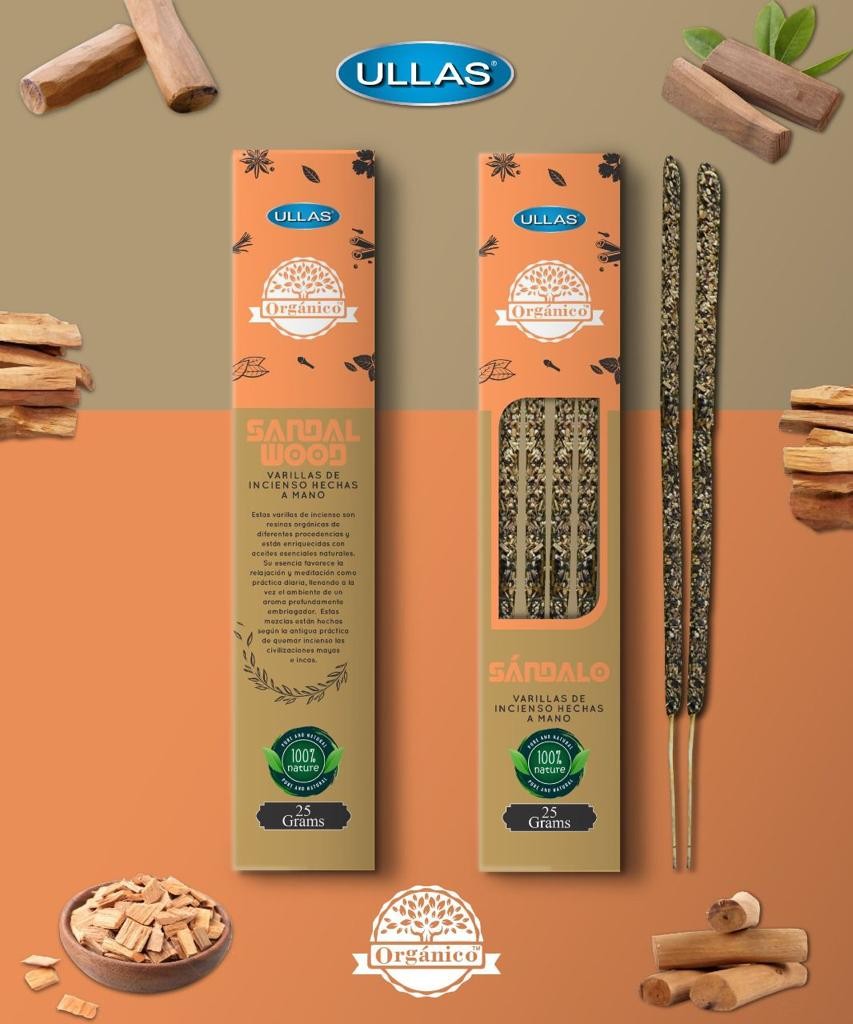 A3-Caja varas Sándalo orgánico 100% natural ULLAS 300gr