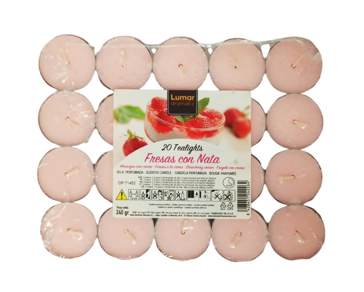 **B3/G-Pack 20 velas de té perfumada fresas con nata