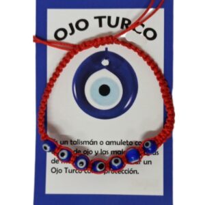**B2-Pulsera tela roja ojo turco esotérica