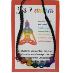 **B2-Pulsera tela negra los 7 chakras esotérica
