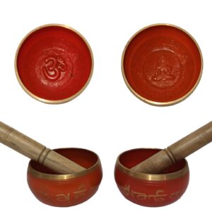 B1-Cuenco Tibetano Ø10cm naranja letras y fondo relieve (con Maza) Precio por unidad