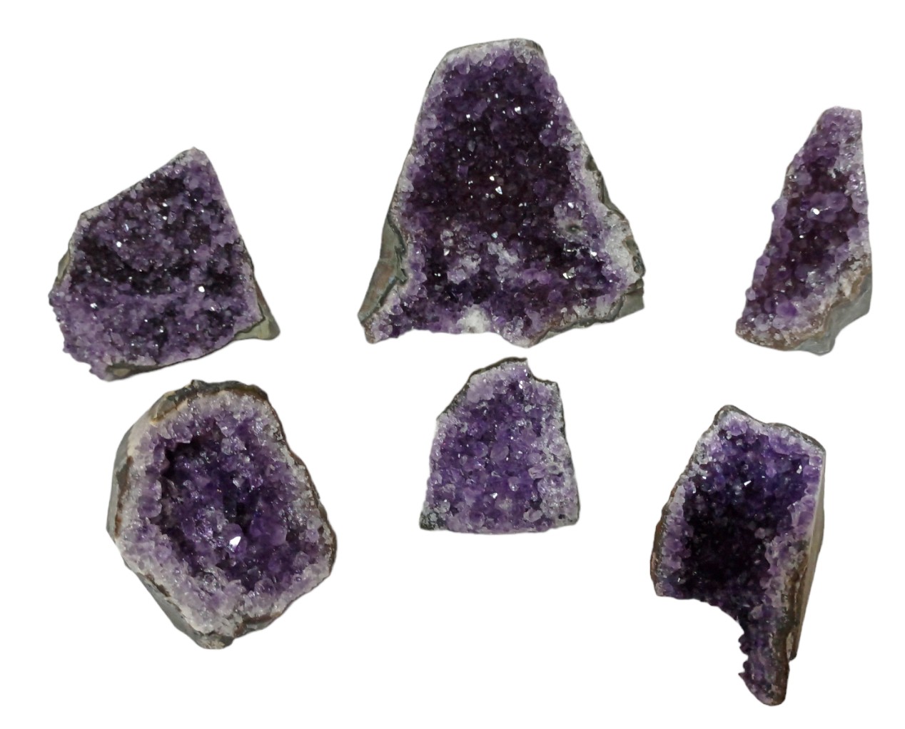 **B6-Geoda de Amatista con base plana piedra mineral de 6cm a 12cm aproximadamente (precio por gramo, mínima cantidad 1200gr)