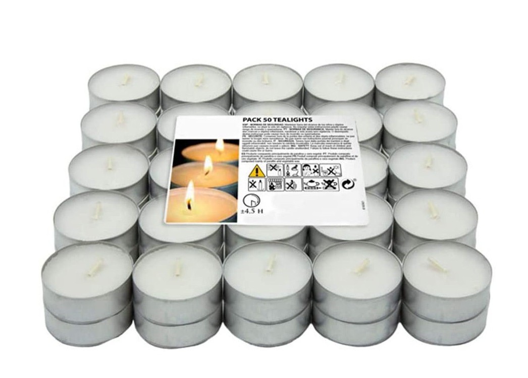 **B3/G- Pack 50 velas de te blancas