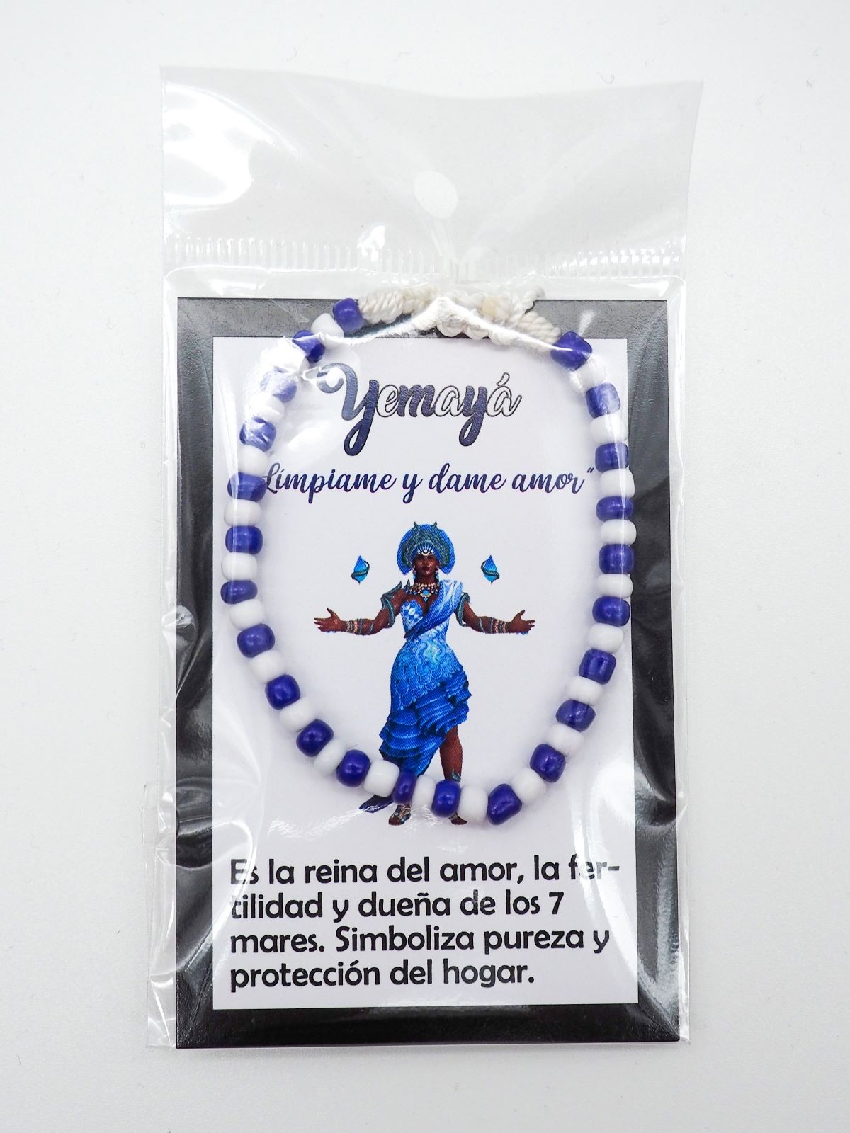 Pulsera cuentas Yemanyá "Límpiame y dame Amor"