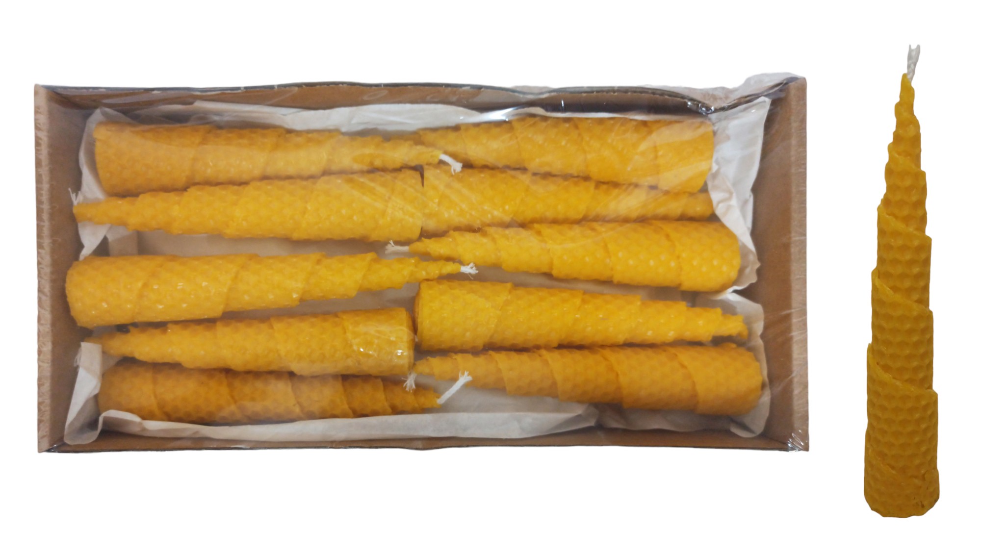 **B2-Caja 20 velas cónicas espiral bujía panal miel
