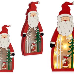G-PROMOCION Figura Papa Noel Madera 3d con luces (precio por unidad)