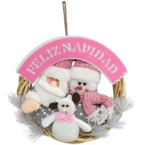 G-PROMOCION Corona Feliz Navidad rosa con ositos 30cm