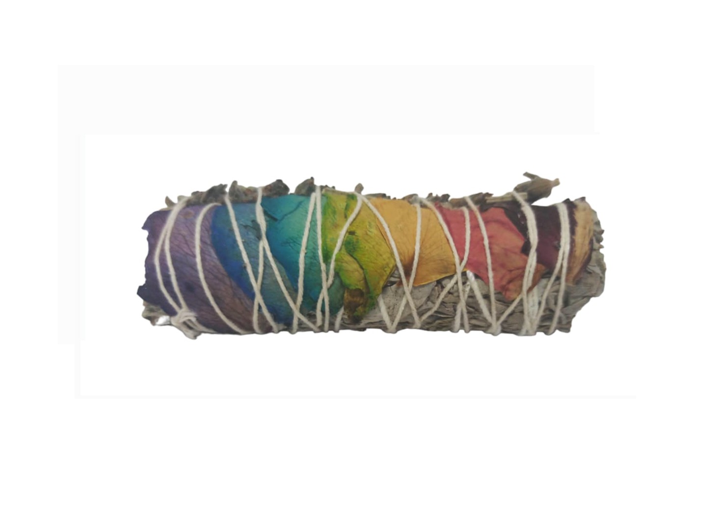 **A1-Atadillo de Salvia Blanca con pétalos chakras (28-30gr. aproximadamente)