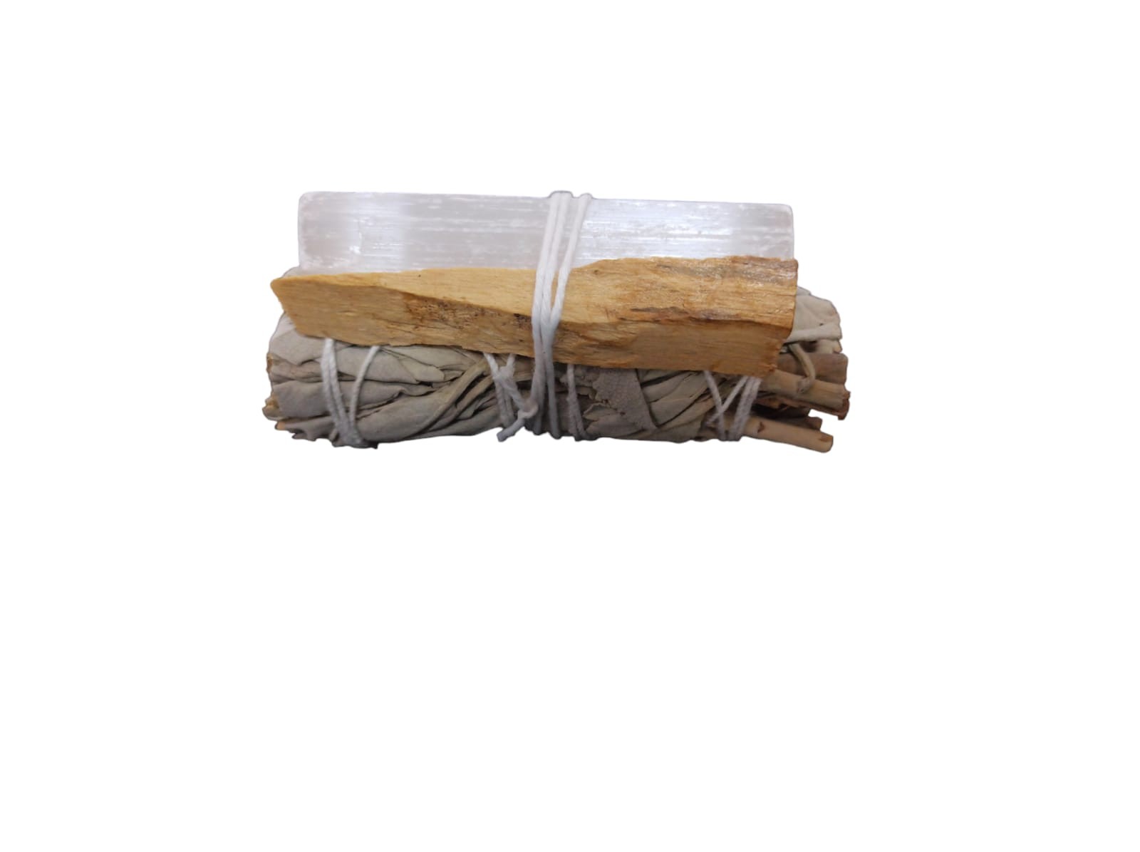 **A1-Atadillo de Salvia Blanca, Selenita y Palo Santo (Precio por unidad)