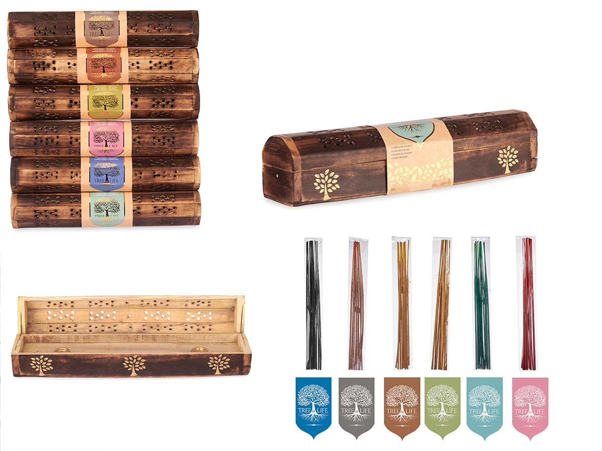 **A2/G-Incensario horizontal Árbol de la vida con 10 varillas incienso (precio por unidad)