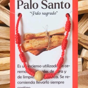 **B2-Pulsera 1 bola palo santo con 7 nudos cuerda roja esotérica