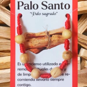 **B2-Pulsera 6 bolas palo santo con 7 nudos cuerda roja esotérica
