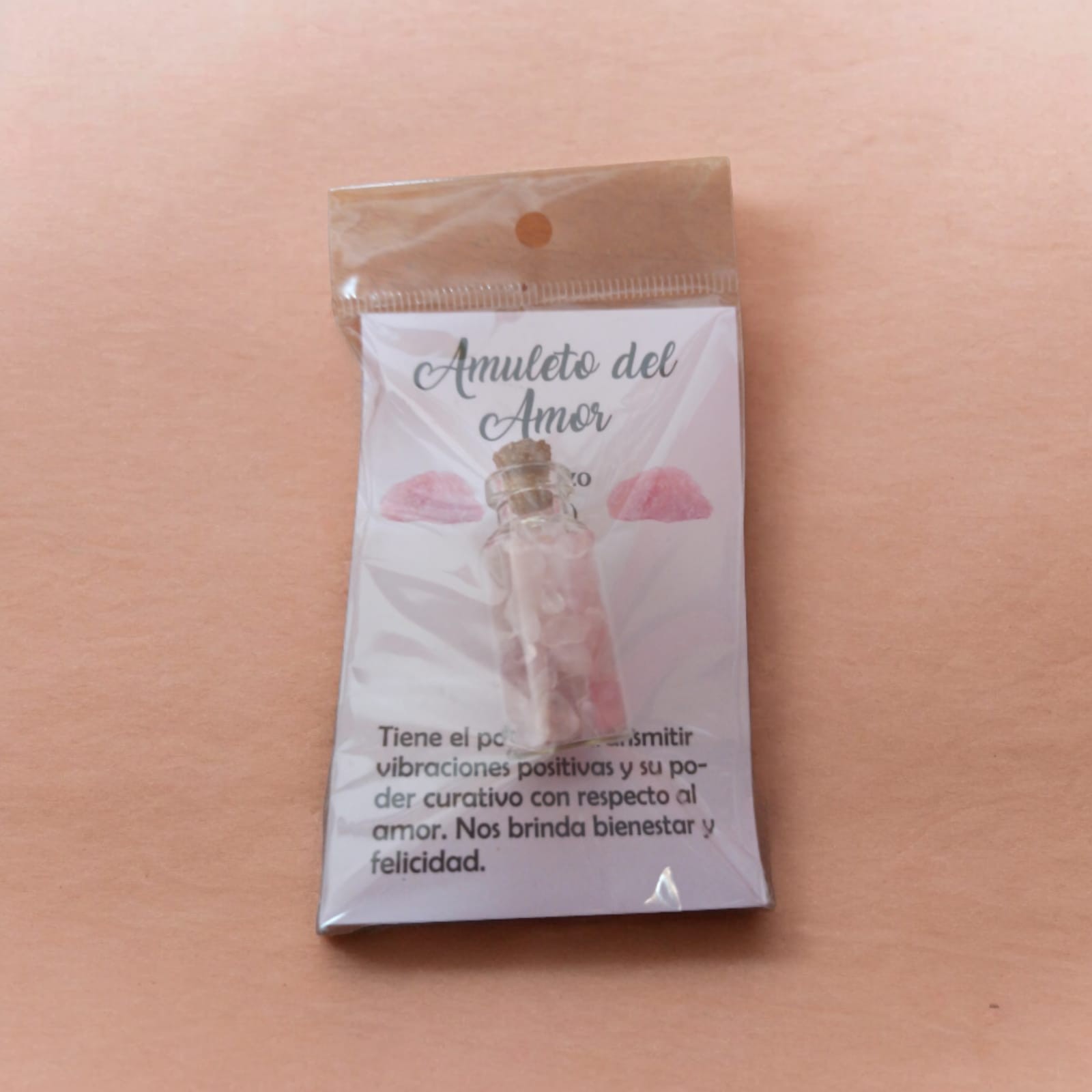 **B2/Frasco de Cuarzo Rosa grande 15 gramos Amuleto del Amor