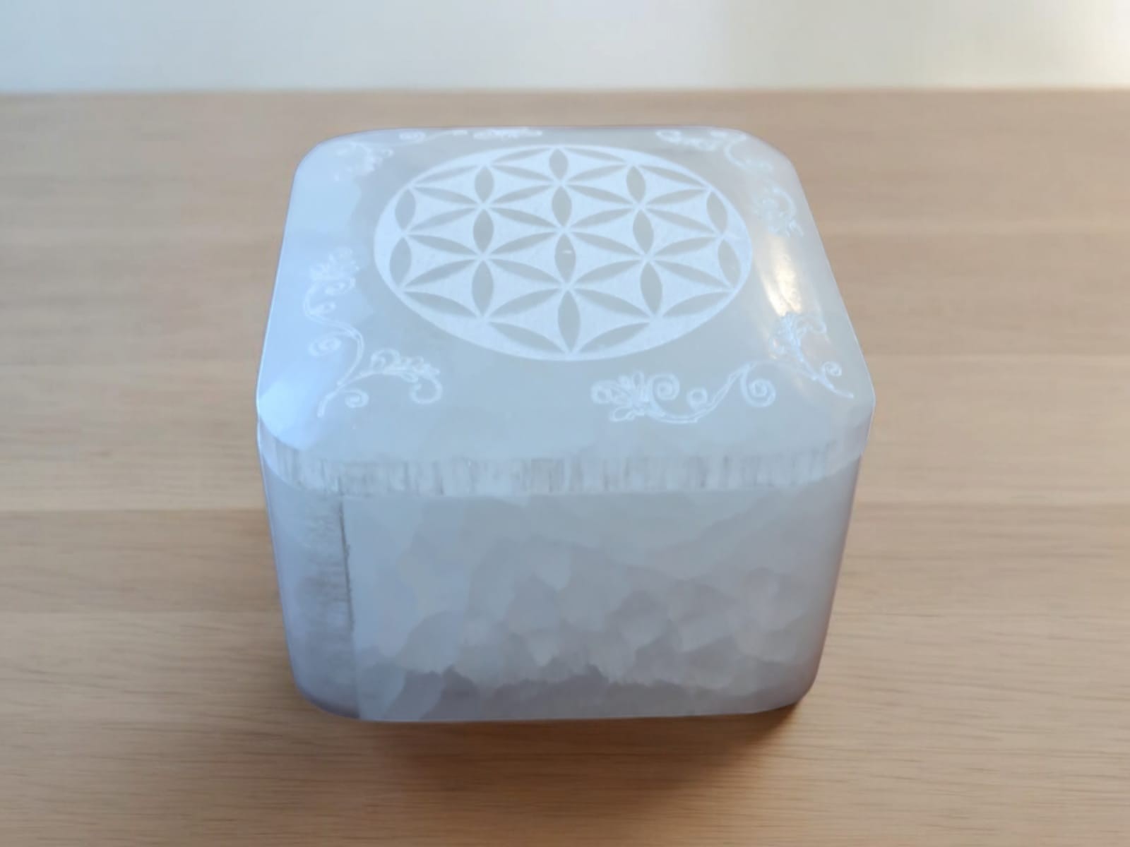 **Joyero Selenita Flor de la Vida 9cmx6cm