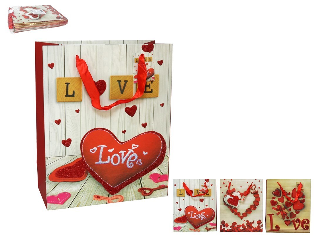 **G-Bolsa de regalo Corazones 32x26x12cm (Precio por unidad)