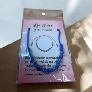 **Pulsera 7 nudos Azul con ojos turcos