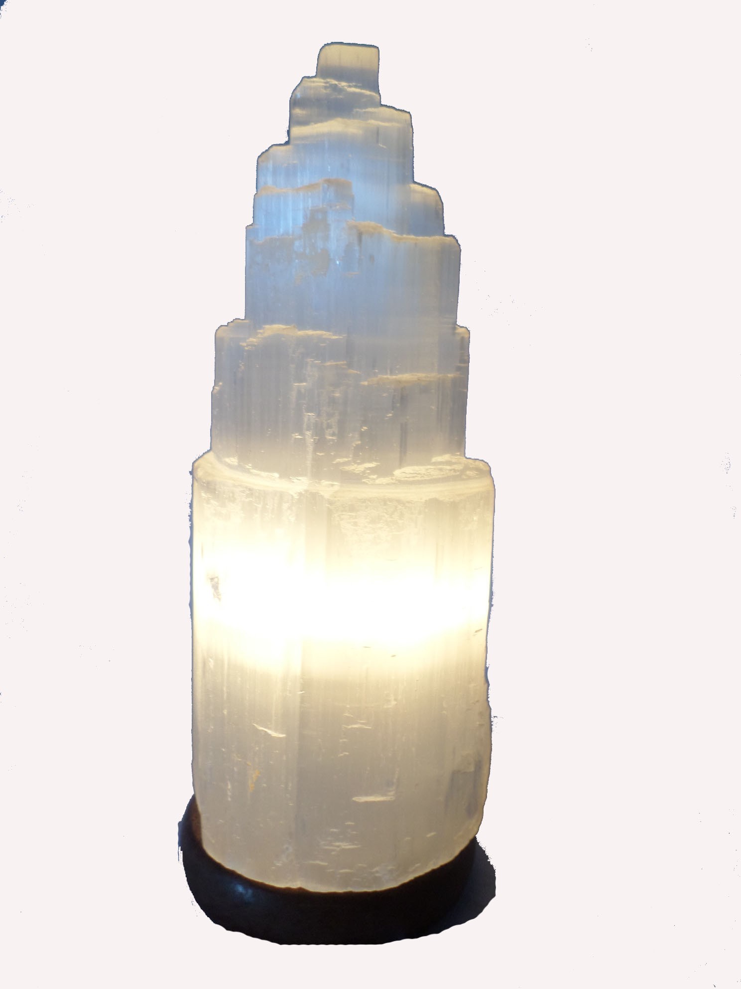 **B6-Lámpara Selenita Torre 25cm (incluye cable y bombilla )