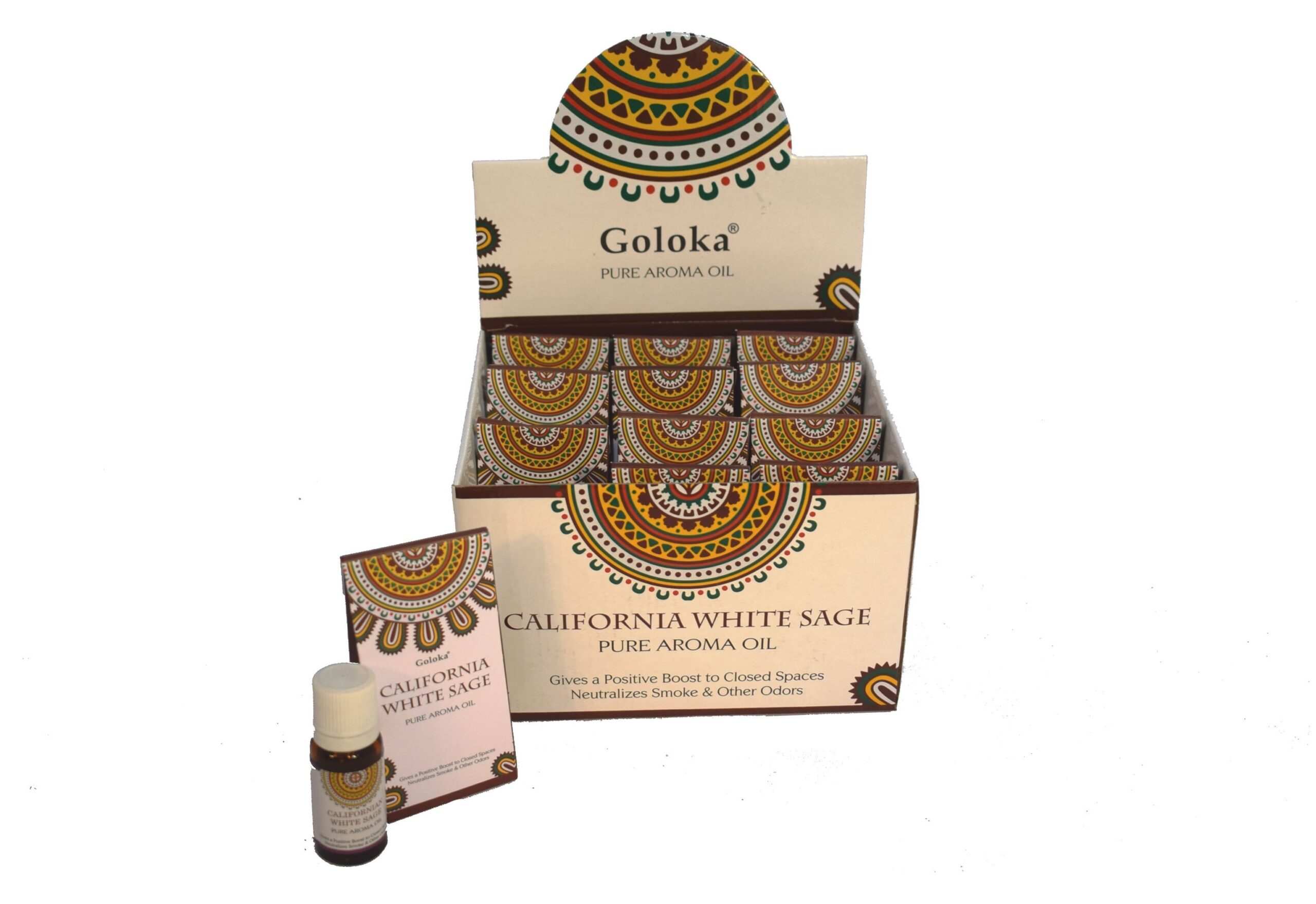 **A2-Expositor Californian White Sage 12 aceites aromáticos Goloka (Salvia Blanca)