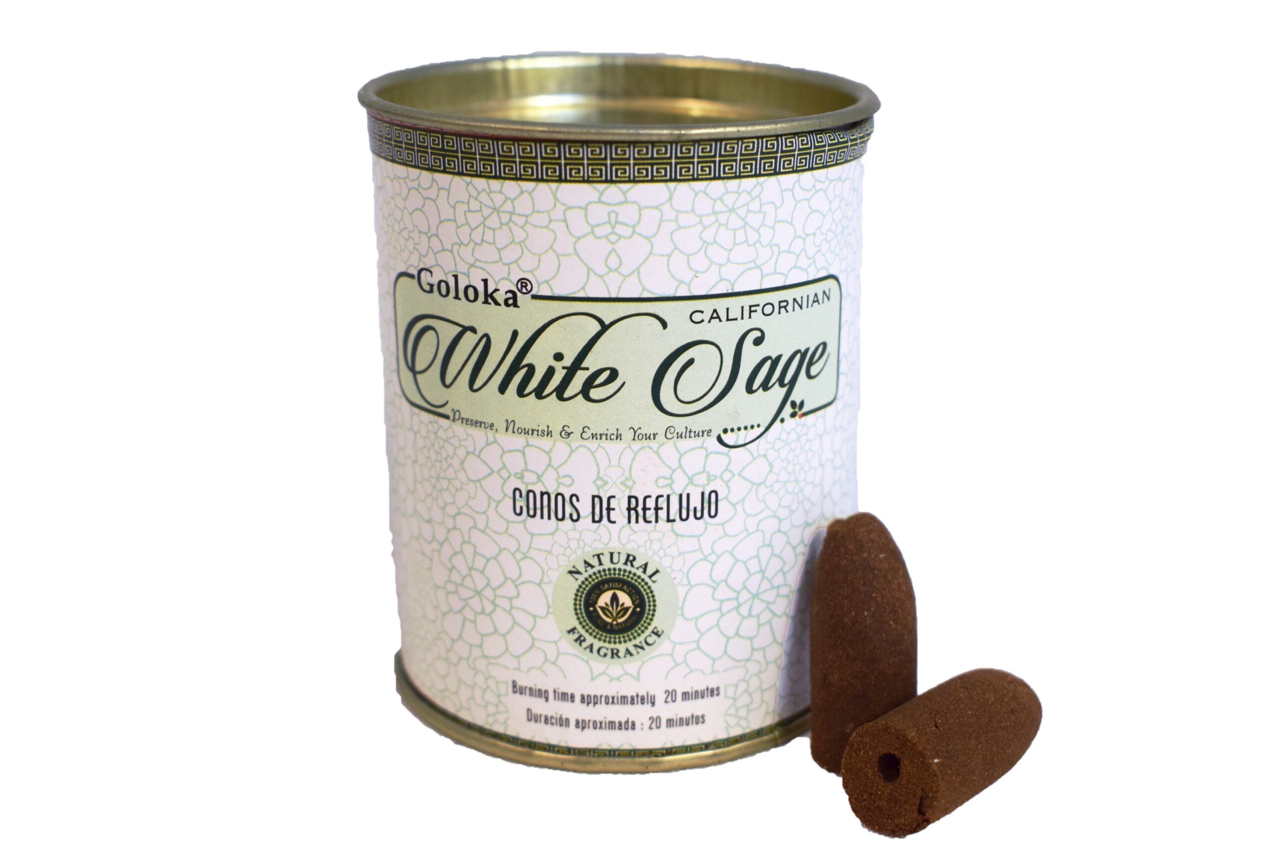 A2-Conos Reflujo White Sage Goloka lata 18ud (Salvia Blanca)