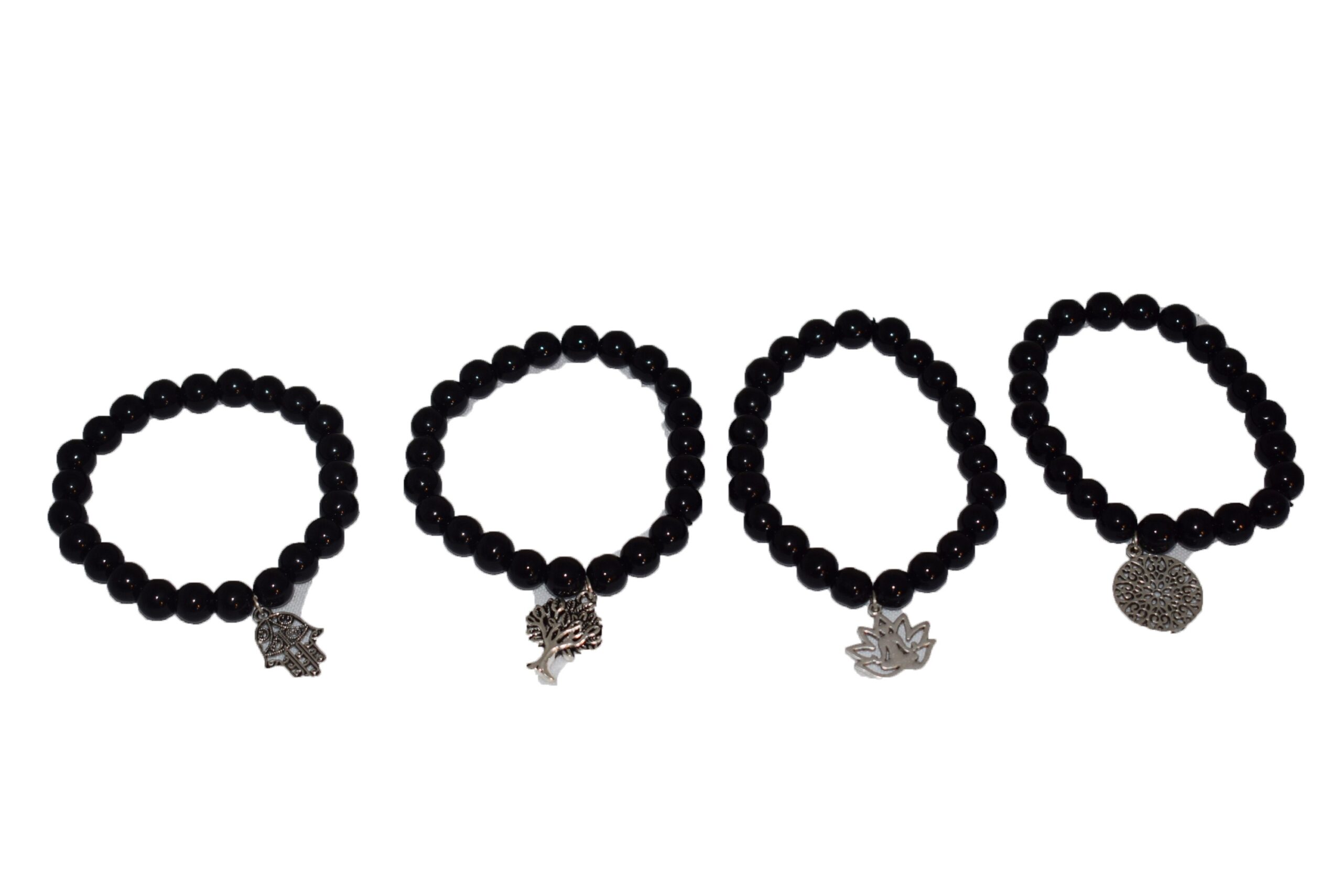 B2-Pulsera 8mm Turmalina negra Mineral Charm
