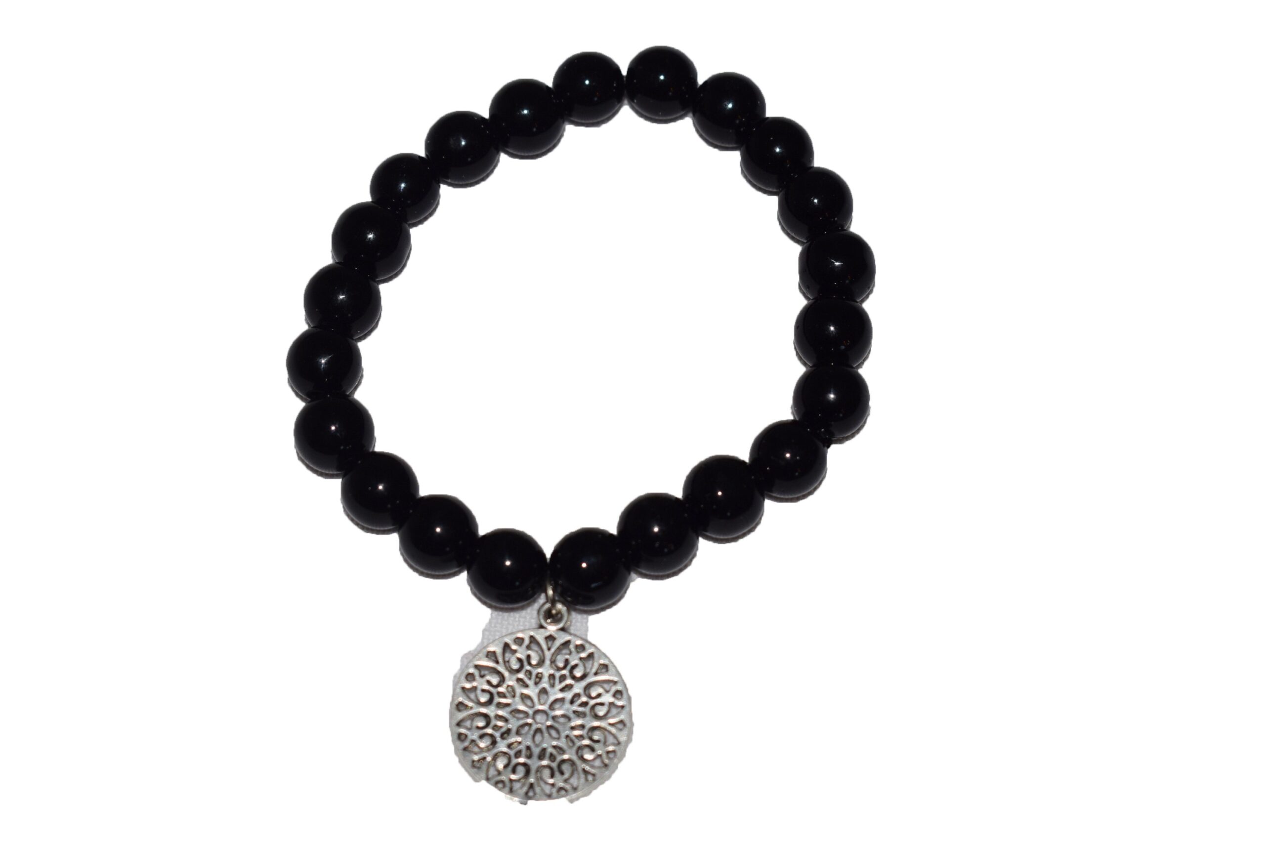 B2-Pulsera 8mm Turmalina negra Mineral Charm