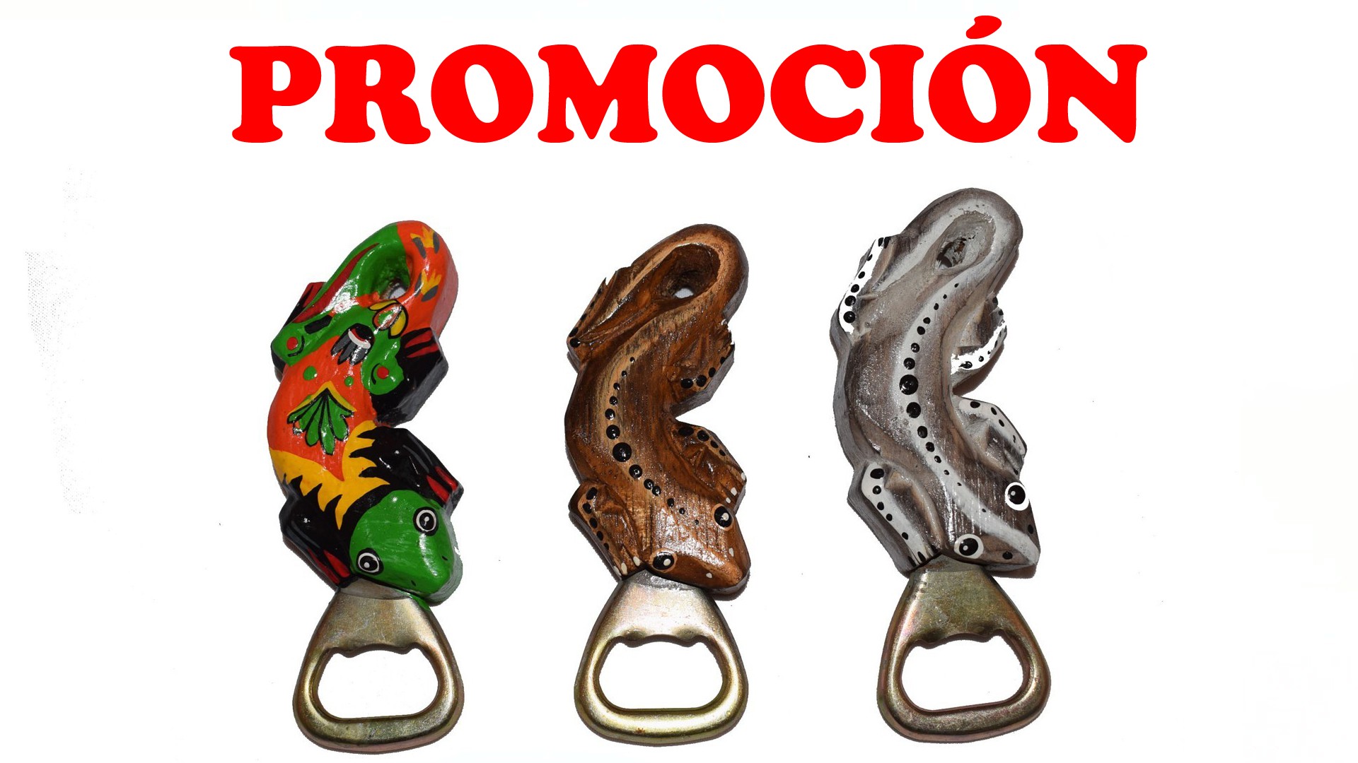 **B4-PROMOCIÓN Abridor Imán Gecko de Madera (Varios Modelos)
