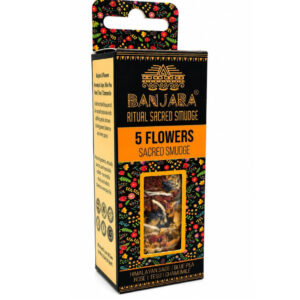 **Atadillo 5 flores (Salvia del Himalaya, Flor de mariposa azul, Rosa, tesu y Camomila) Banjara